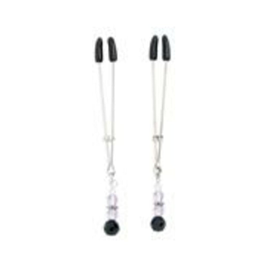 Purple Beaded Nipple Clamps With Tweezer Tip - Purple