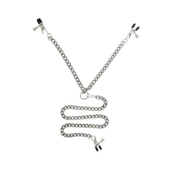 Y Style Adjustable Broad Tip Nipple Clamps With Clit Clamp Silver