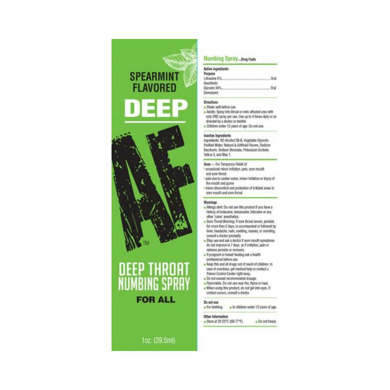 Deep Af - Spearmint Flavored Deep Throat Spray -  1 Oz