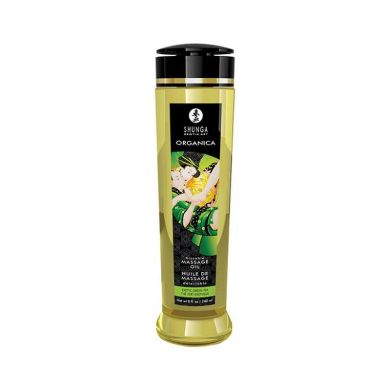 Shunga Organic Kissable Massage Oil - 8.5 Oz Exotic Green Tea