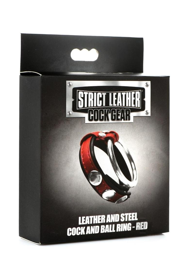 Srict Cock Gear Leather/steel Ring Red