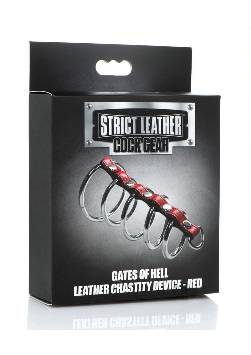 Strict Cock Gear Leather/steel Gates Red