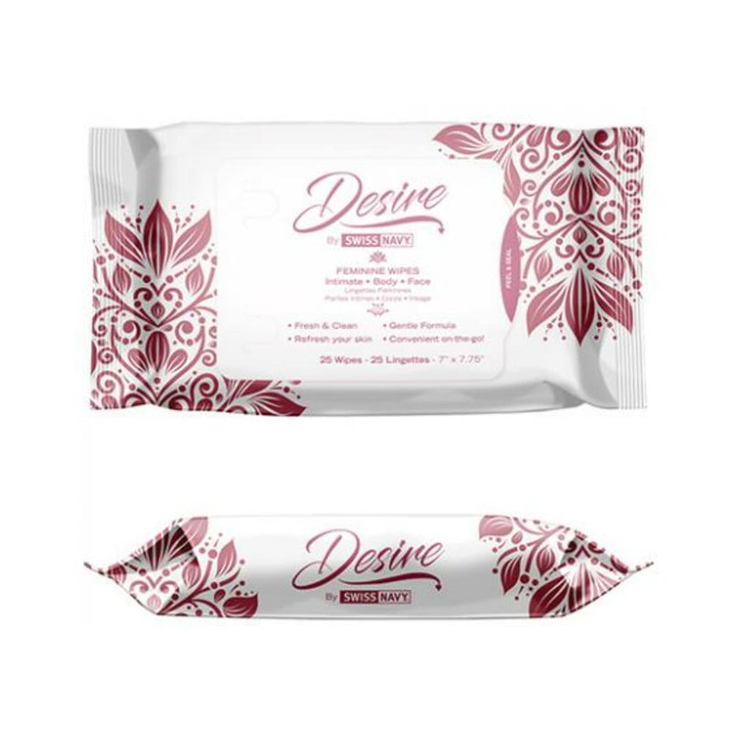 Swiss Navy Desire Unscented Feminine Wipes 25ct One Pack