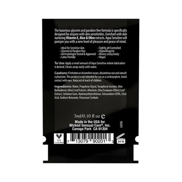 Wicked Aqua Sensitive Water Based Lubricant  .1 oz
