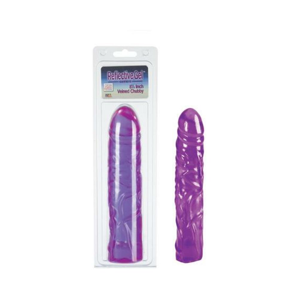 Reflective Gel Veined Chubby 8.5 Inch Purple Dildo