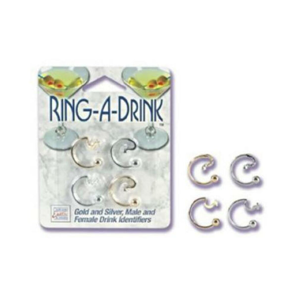 Ring a Drink Gold and Silver Male and Female Drink Identifiers 4 Piece Pack