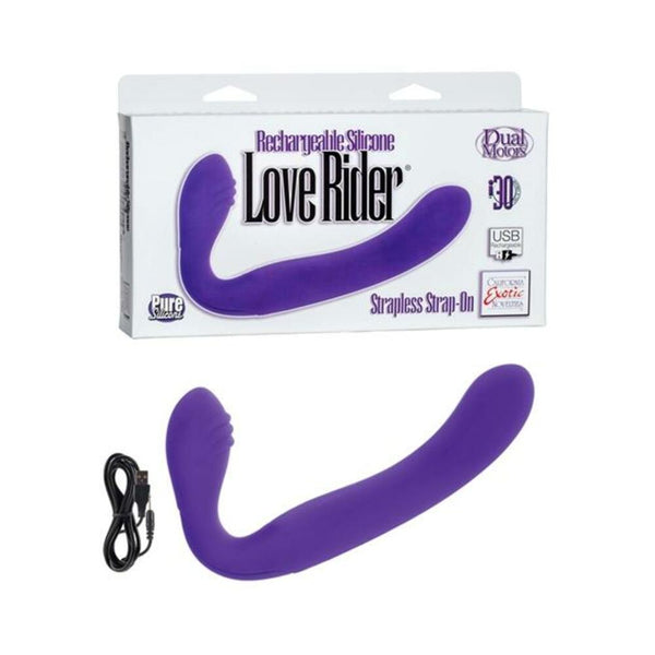 Rechargeable Silicone Love Rider Strapless Strap-on - Purple