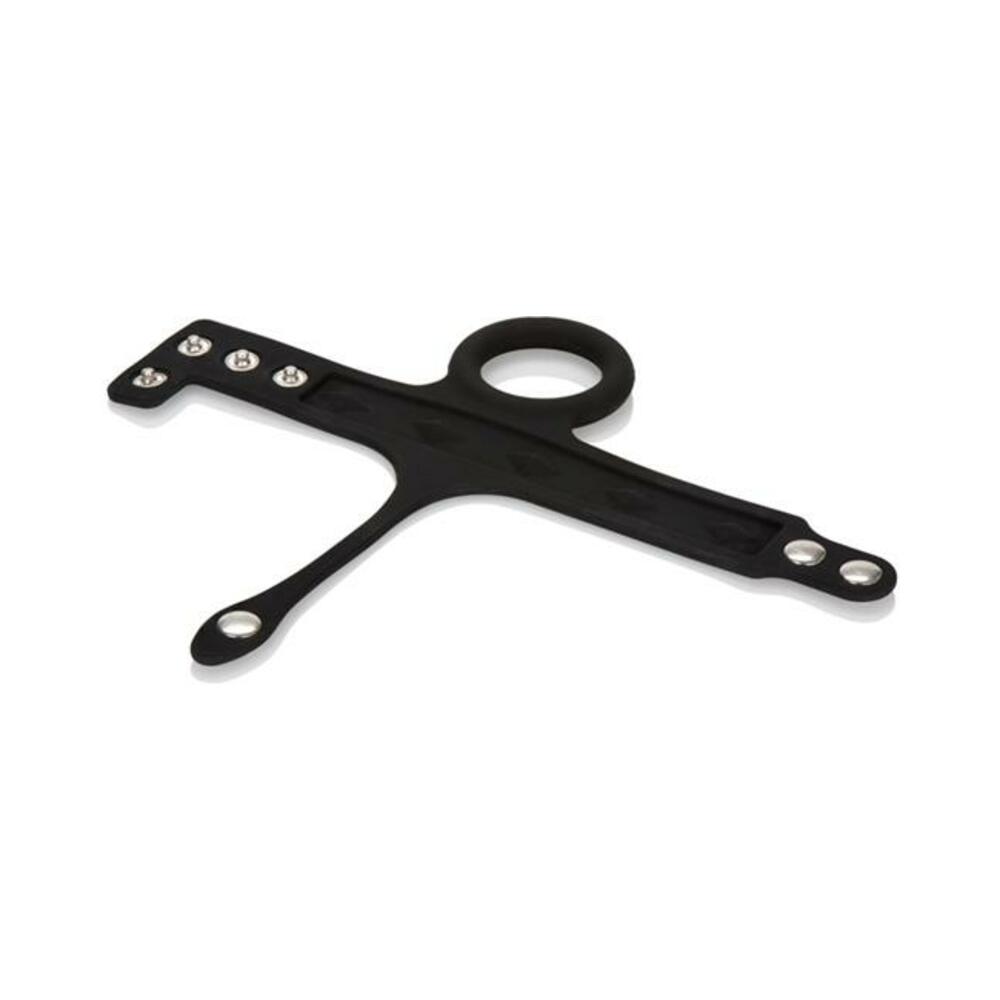 Silicone Tri Snap Scrotum Ball Spreader Black