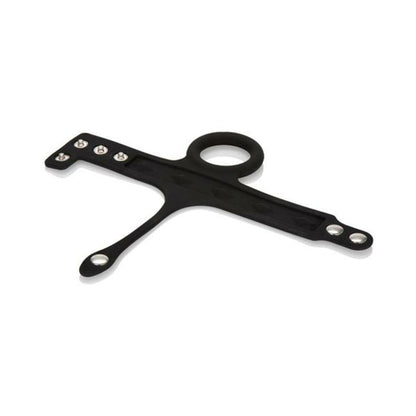 Silicone Tri Snap Scrotum Ball Spreader Black
