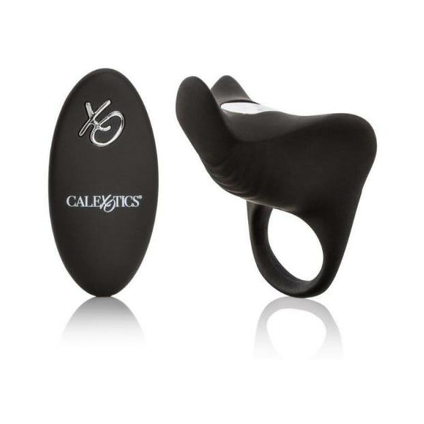 Silicone Rechargeable Remote Pleasurizer Ring Black
