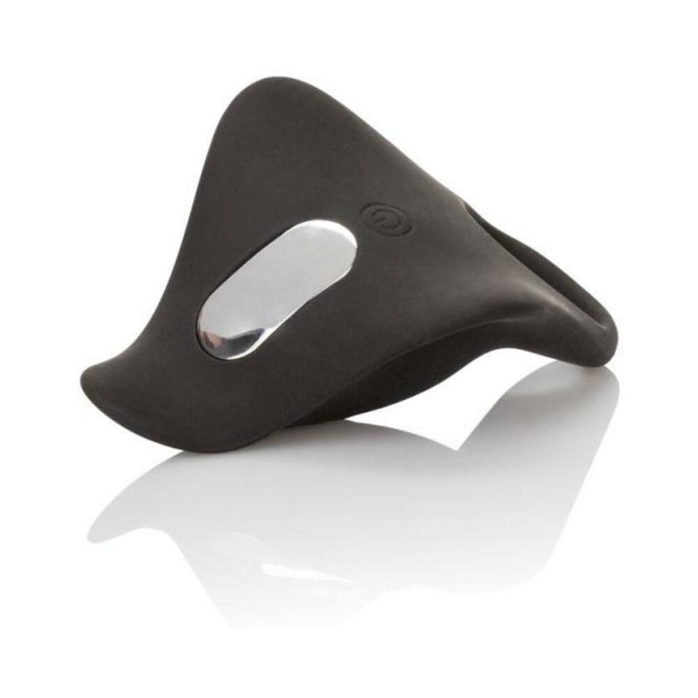 Silicone Rechargeable Remote Pleasurizer Ring Black