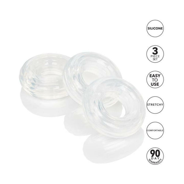 Set Of 3 Silicone Stacker Rings Clear