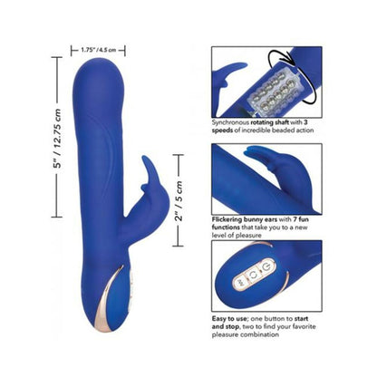 Jack Rabbit Rotating Beaded Rabbit Vibrator Blue