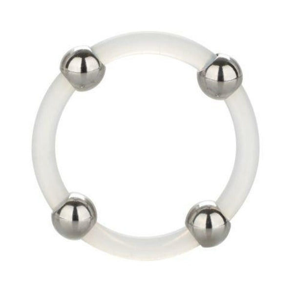 Steel Beaded Silicone Ring Large Clear