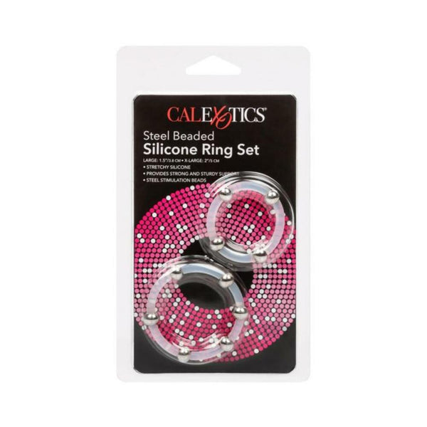 Steel Beaded Silicone Ring Set