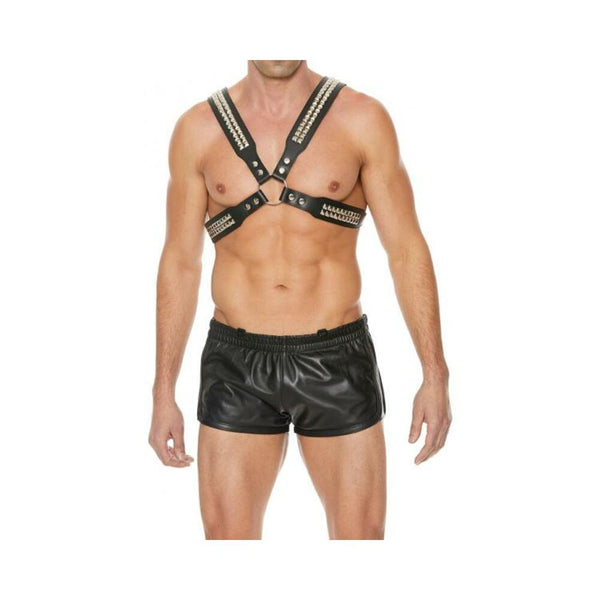 Shots Uomo Men's Pyramid Stud Body Harness - Black