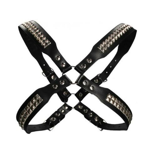 Shots Uomo Men's Pyramid Stud Body Harness - Black