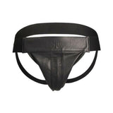 Premium Leather Plain Front Zip Jock L/xl Black