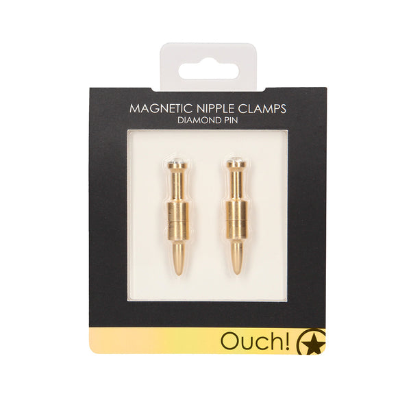 Shots Ouch Pin Magnetic Nipple Clamps - Gold