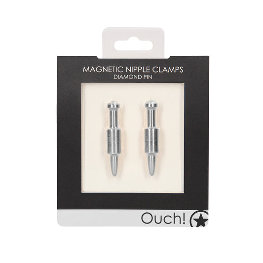 Shots Ouch Pin Magnetic Nipple Clamps - Silver