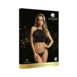 Shots Le Desir Festive Rhinestone Top And Thong Os Black