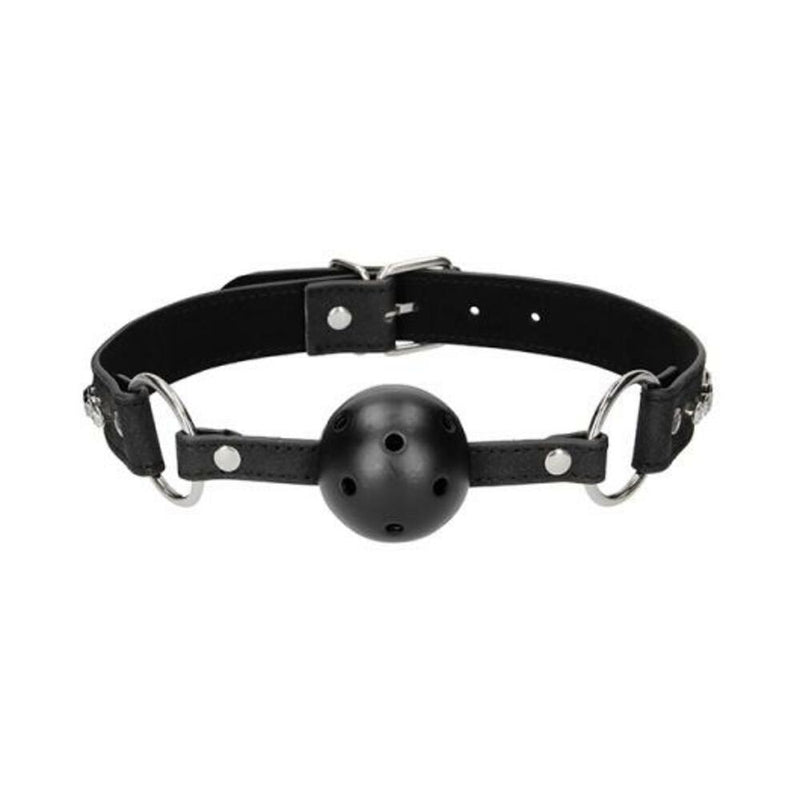 Ouch Diamond Studded Breathable Ball Gag With Straps - Black