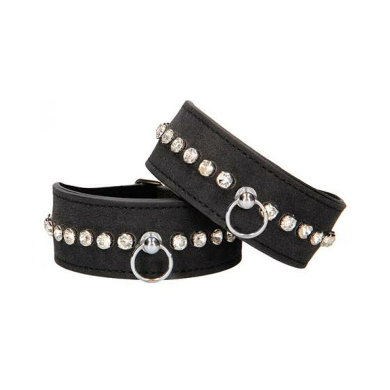 Ouch Diamond Studded Ankle Cuffs - Black