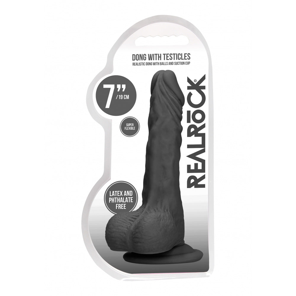 Realrock Dong With Testicles 7" Black