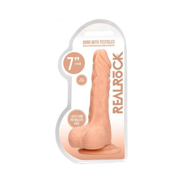 Real Rock Realistic Dildo With Balls - 7" - 17 Cm - Vanilla
