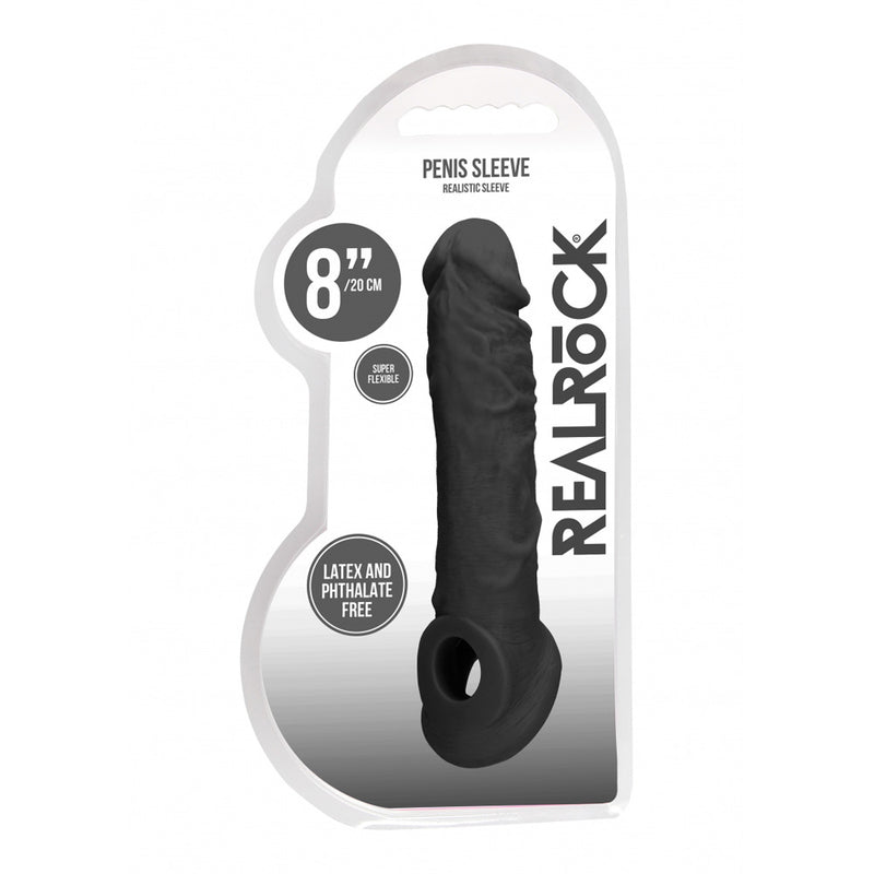 Realrock Penis Sleeve 8&quot; Black