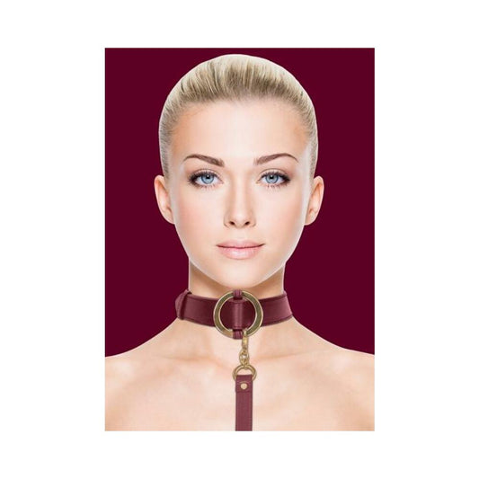 Ouch Halo Collar With Leash Burgundy