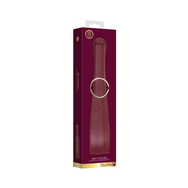 Ouch Halo Belt Flogger Burgundy