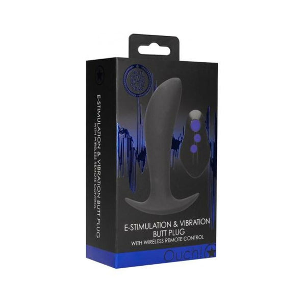 E-stim & Vibr Butt plug with remote Blac