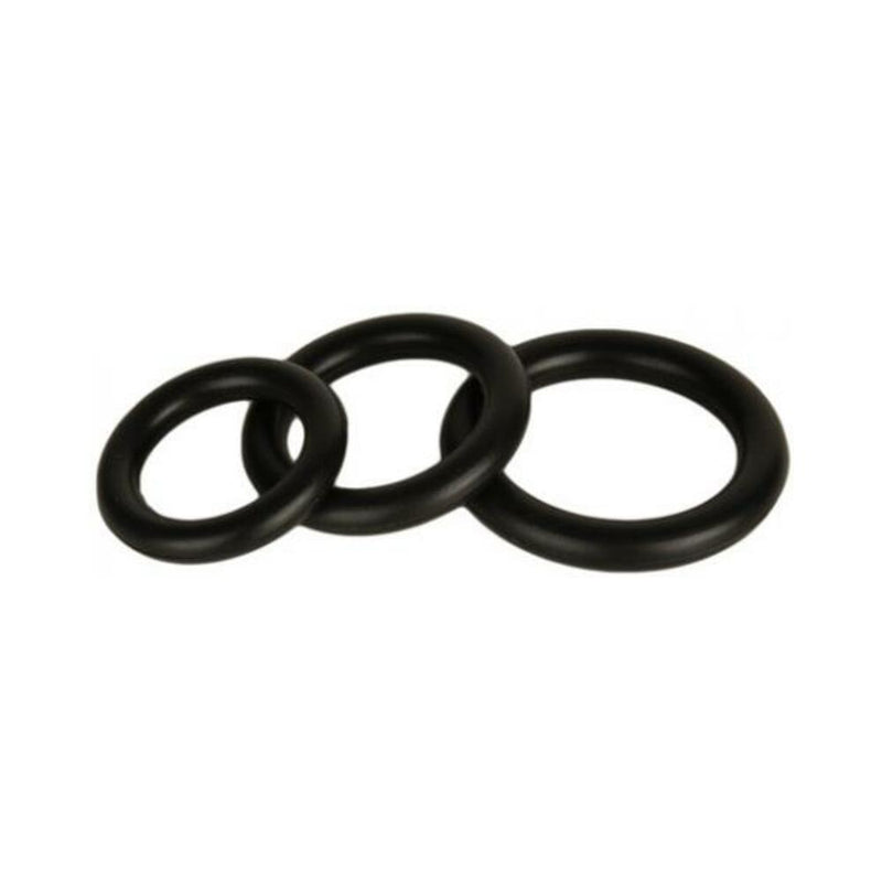 Silicone Stretchy Donut Cock Rings Black 3 Pack