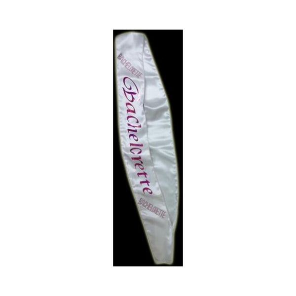 Bachelorette Sash w/Crystals - White