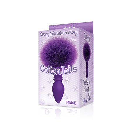 The 9s Cottontails Silicone Bunny Tail Butt Plug  - Ribbed Purple