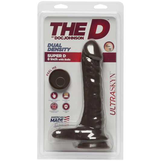 THE D SUPER D 8 W/BALLS CHOCOLATE BROWN DILDO "