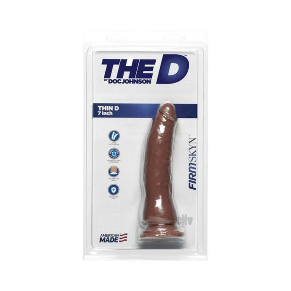 The D Thin D 7 inches Firmskyn Caramel Brown Dildo