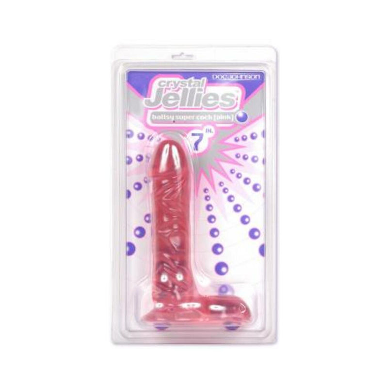 Crystal Jellies 7 Inch Ballsy Supercock - Pink