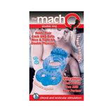 The Macho Double Ring Clitoral And Testicular Stimulation Vibrating Cockring Waterproof Blue