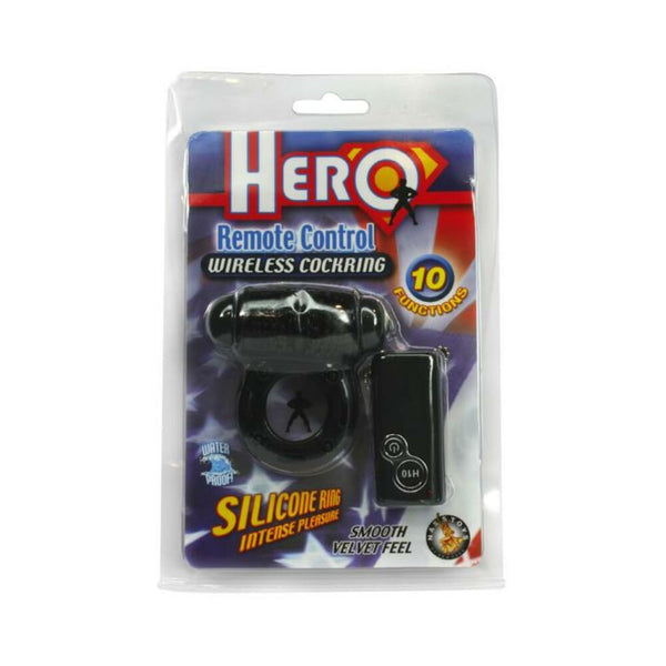 Hero Remote Control Wireless Cock Ring Black
