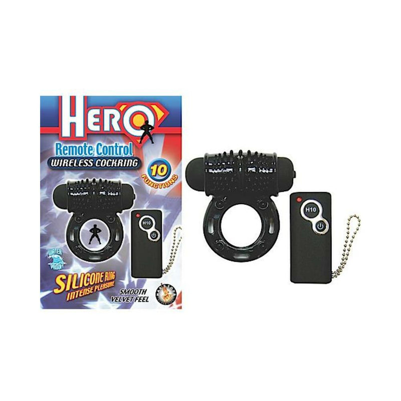 Hero Remote Control Wireless Cock Ring Black