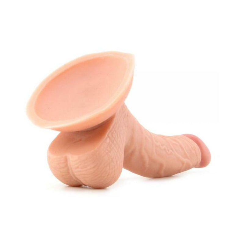 All American Mini Whoppers 5-Inch Curved Dong With Balls-Flesh