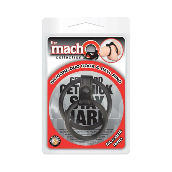 Macho Silicone Duo Cock And Ball Ring Black