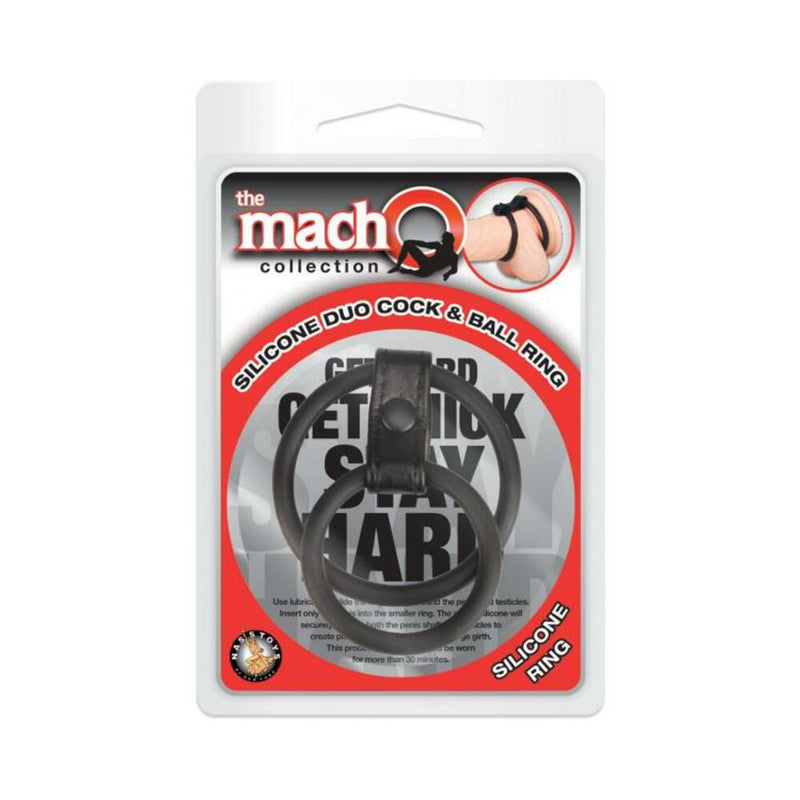 Macho Silicone Duo Cock And Ball Ring Black