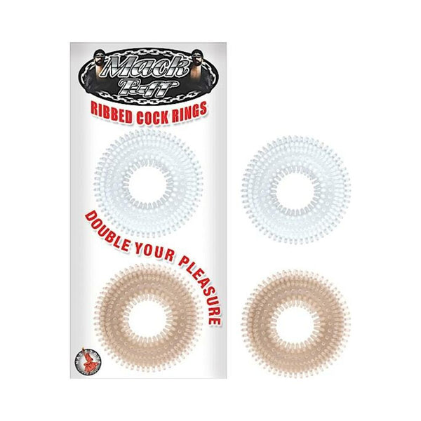 Mack Tuff Ribbed Cock Rings Clear/Smoke 2 Pack