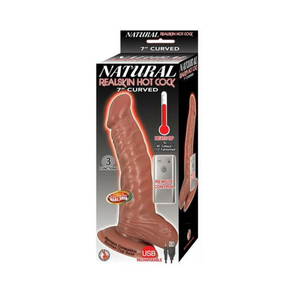 Natural Realskin Hot Cock Curved 7 inches Brown Dildo
