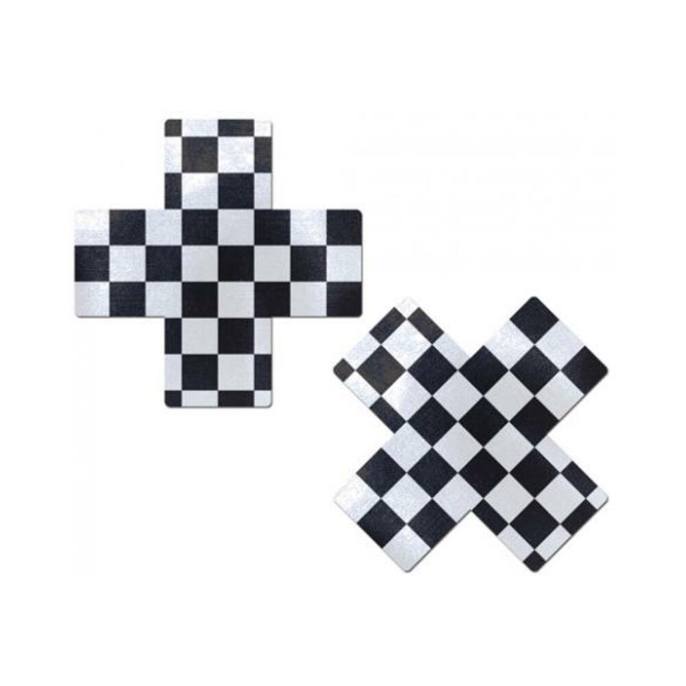 Pastease Checker Cross X Black White Pasties O/S