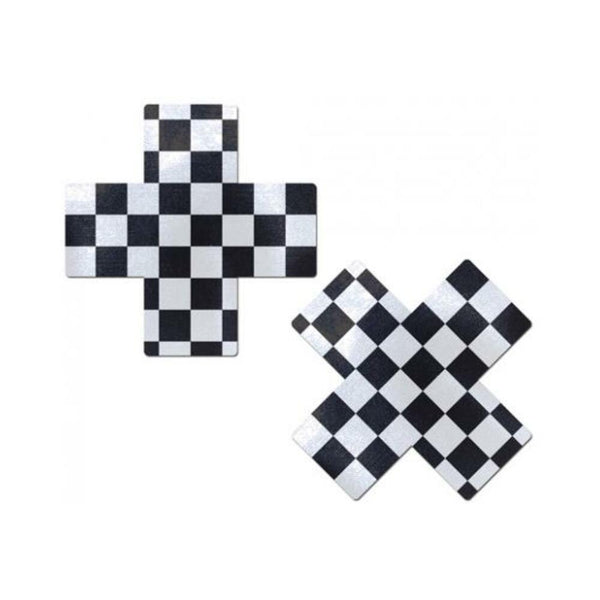 Pastease Checker Cross X Black White Pasties O/S