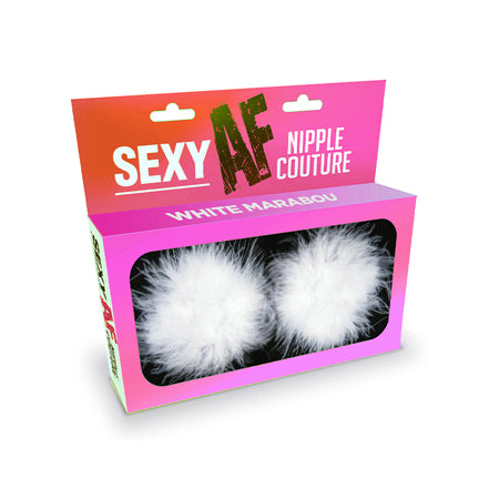 Sexy AF Nipple Couture Marabou Pastie - White O/S